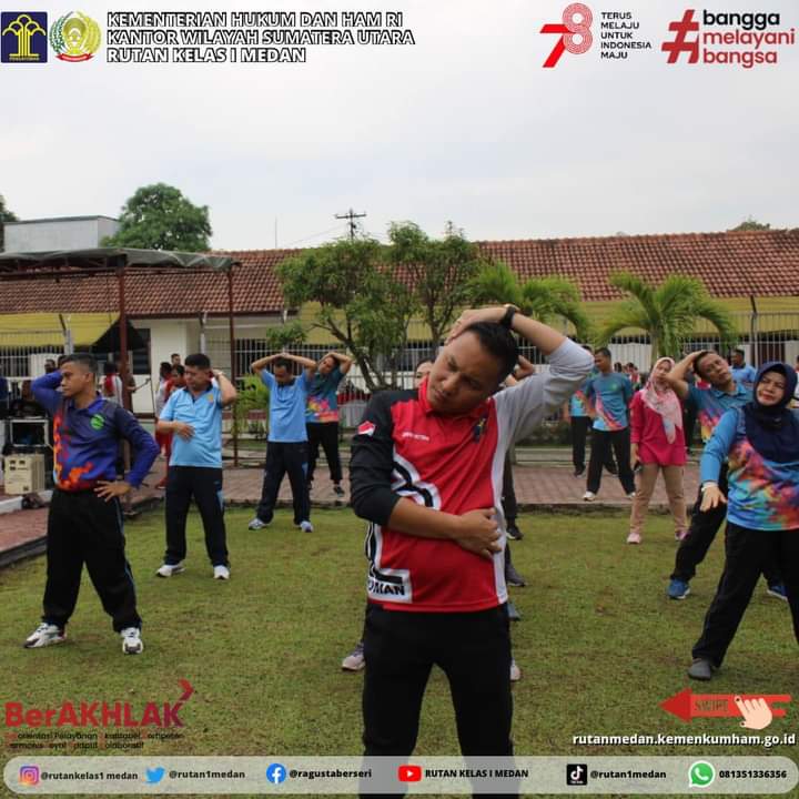 Tingkatkan Sinergitas APH Rutan Kelas I Medan Ikuti Olahraga Bersama