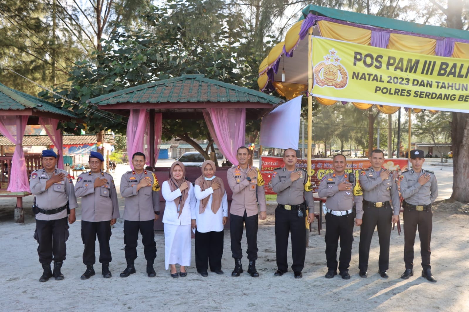 Kapolres Serdang Bedagai Melakukan Pengecekan ke Pos Pam dan Pos Yan Nataru di Wilkum Polres Serdang Bedagai