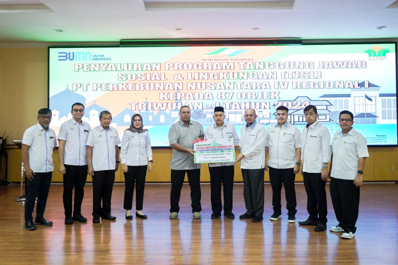 PalmCo Regional 1 Serahkan Bantuan Tanggung Jawab Sosial Perusahaan Triwulan I Tahun 2024 Sebesar Rp1,1 Milyar untuk 87 Objek Bantuan
