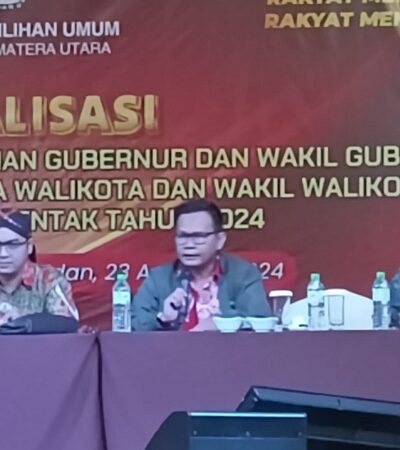 KPU Provinsi Sumut Menggelar Sosialisasi Tahapan Pencalonan Pemilihan Gubernur dan Wagub, Bupati/Walikota dan Wakil di Pemilihan Serentak Tahun 2024
